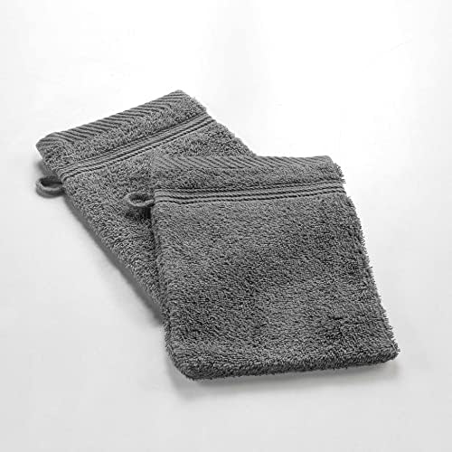 miękkość wewnętrzna, 2 rękawice toaletowe 15 x 21 cm antracyt, 100% bawełna, tkliwość