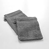 Douceur d'Intérieur, 2 Gants de Toilette (15 x 21 cm) Tendresse Anthracite, Eponge Unie 100% Coton