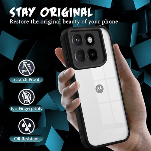 Image of V-TAN Back Cover for Motorola Edge 60 Pro 5G, Transparent Clear Case Compatible with Motorola Edge 60 Pro, TPU, Camera Protective, Scratch Resistant Shockproof Mobile Cover with Anti-Slip Grip (Black)