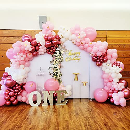 Hot Pink Balloons Garland Arch Kit, 100Pcs 18In 12In 10In 5In Hot Pink Latex Balloons Garland Arch Kit With Glue Dot Strip And Ribbon For Birthday Weddings Anniversary Graduation Party Decorations #TOP5
