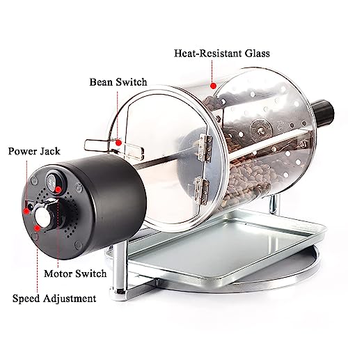 Electric Glass Drum Coffee Roaster Machine - High-Temperature Resistant Glass, 600g Capacity for Beans, Nuts & More - Ideal for Professional DIY Roasting - Image 2