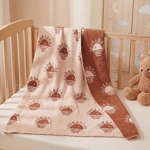 SmoothNovelty Beige Brown Sun Blanket Fuzzy Throw Blanket Cute Cozy Lightweight Throw for Bed Sofa Couch Chair Soft Home Decorations for Nursery Crib, Girls, 30 x 40 Inch
