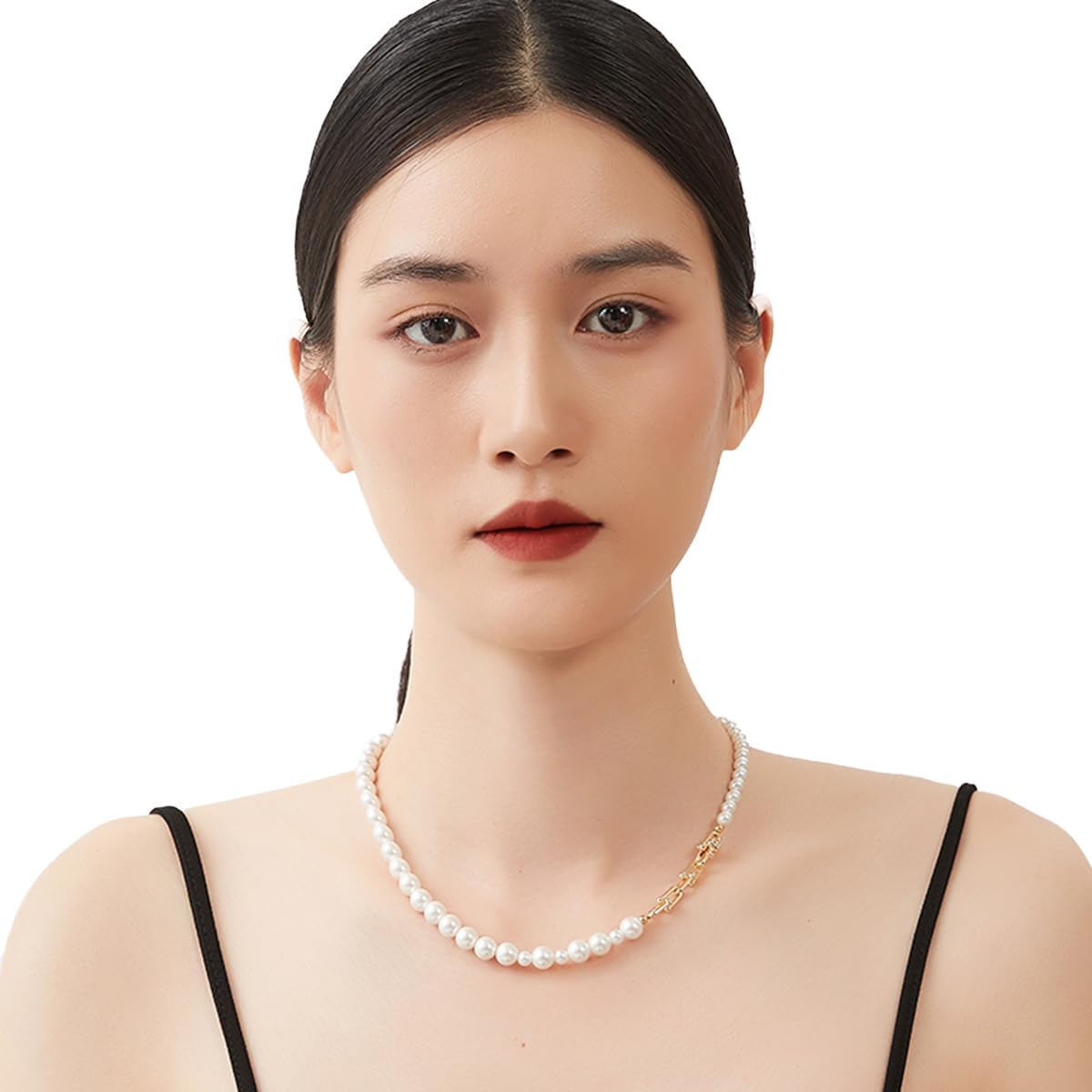 18K Gold Plated Freshwater Pearl Necklace for Women Pearl Strand Jewelr/Shell Pearl Necklace Strand