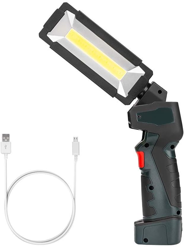 Coquimbo Rechargeable Work Light, Work Flashlight with Magnetic Base 5 Lighting Modes, Foldable Magnetic Work Light for Car Repair, Household and Emergency Use (1 pack)