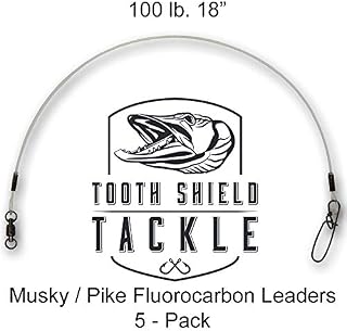 Tooth Shield Tackle 5 Pack 100 lb. 18" Premium Fluorocarbon Musky Leaders Muskie