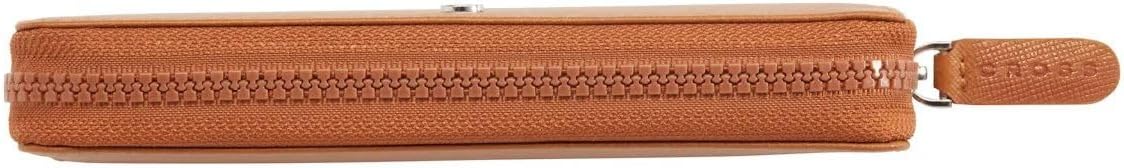 Cross Zippered Double Pen Case, Pen Pouch for Business, Travel & Gifting, Genuine Saffiano Leather, Gift Box Presentation - Mocha