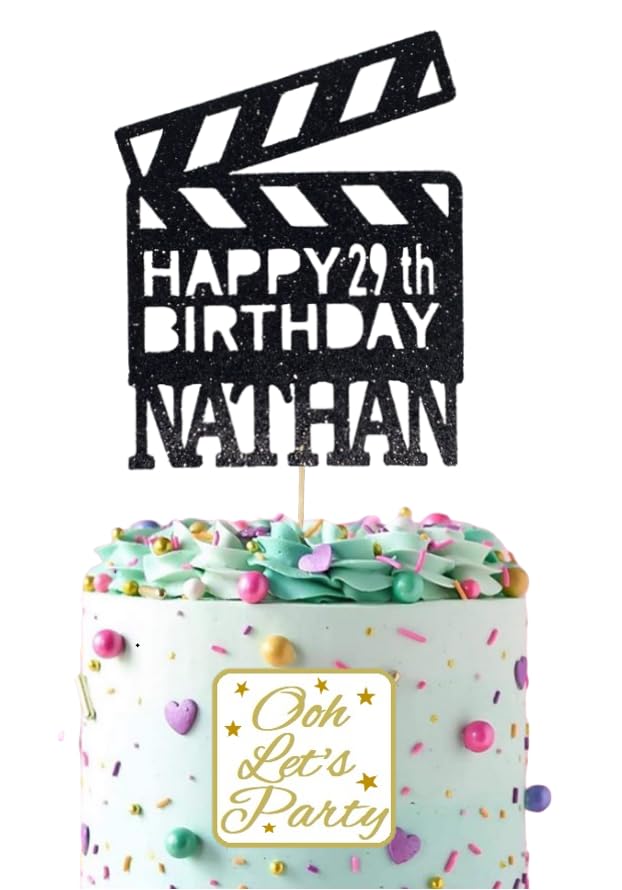 Clapperboard Birthday Cake Topper, Choose Your Name, Age & Colour.