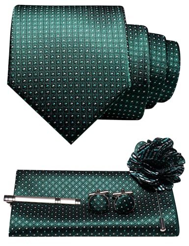 Image of JEMYGINS Mens Tie and Lapel Pin Necktie Pocket Square Cufflinks and Tie Clip Sets for Business Casual 5PCS