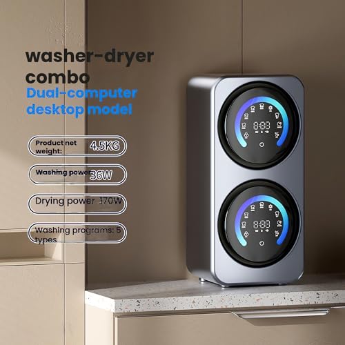Smart Double Tube Mini Washing Machine, Automatic Self-Cleaning, Digital Display, Energy-Saving Fresh Air Management System, Brushless DC Motor, 360° Drum Explosion Washing (Desktop version)