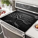 HOMETITUTE Stove Top Covers for Electric Stove 28x20 Inch Countertop Protector Heat Resistant Glass Top Stove Cover Dish Drying Mat RV Range Covers Tree of Life Design
