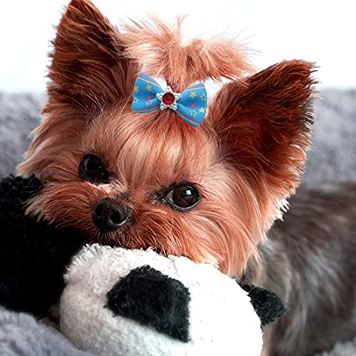 60Pcs Puppy Dogs Hair Barrettes Bows With Metal Clips,Rhinestone Tiny Christmas Bowknot Hair Bows Hair Topknot Hair Clips For Cat Puppy Party Birthday ,Handmade Hair Accessories Pet Grooming #TOP5
