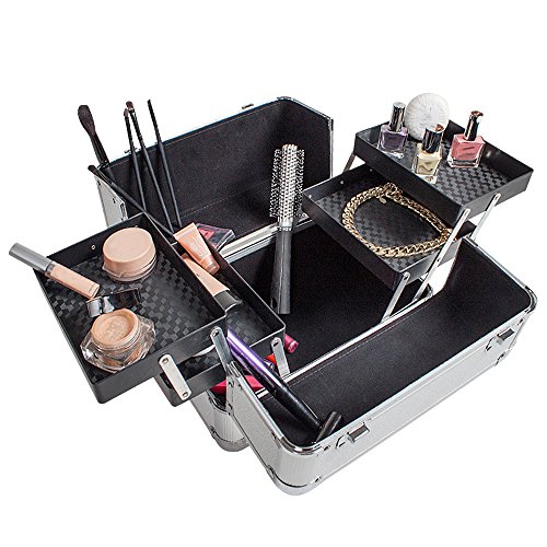 TecTake Kosmetikkoffer Schminkkoffer Beauty Case Hartschale Schmuckkoffer Friseurkoffer -Diverse Farben- (Silber) – Bild 7