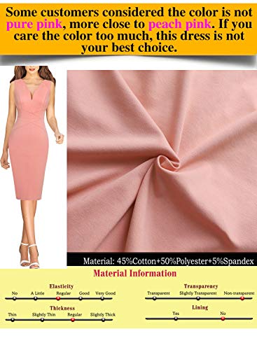 Vfshow Womens Pink Elegant V Neck Front Zipper Up Slim Fitted Cocktail Bodycon Pencil Sheath Dress 7320 Pik Xl #TOP6