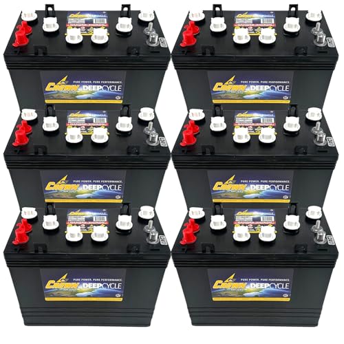 Crown CR-GC150 12V Deep-Cycle Batteries for Golf Carts, RVs, Marine & Solar – Premium Long-Life GC12 Replacement Set of 6