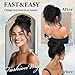AISI BEAUTY 2PCS Messy Bun Hair Pieces Tousled Updo Hair Buns Extensions Wavy Curly Scrunchies Synthetic Chignon Hairpieces for Women (Black)