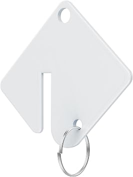 GoorDik 60 Pcs Key Tags Blank Plastic Upgrade Round Split Ring, Durable Key Identify, Bulk Key Tags for Key Cabinet 1.5 inches Square Shaped