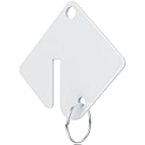 GoorDik 60 Pcs Key Tags Blank Plastic Upgrade Round Split Ring, Durable Key Identify, Bulk Key Tags for Key Cabinet 1.5 inches Square Shaped