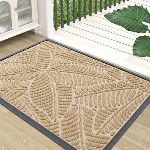 Colorxy Waterproof Front Doormat, Sturdy Natural Rubber Door Mat, 47x23