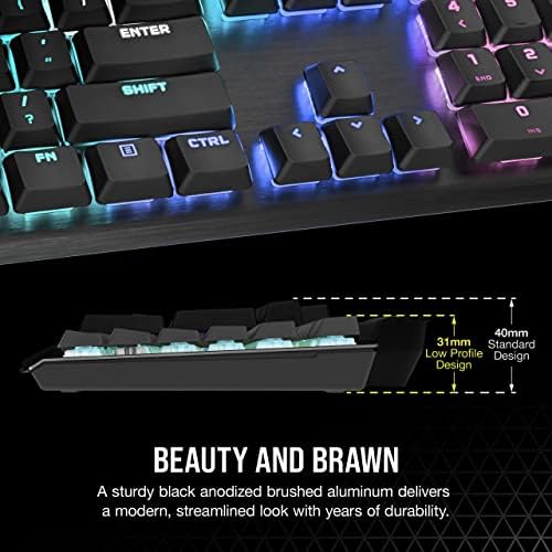 Corsair K60 RGB Pro Low Profile Mechanical Gaming Keyboard - CHERRY MX Low Profile SPEED Mechanical Keyswitches  Slim and Streamlined Durable Aluminum Frame - Customizable Per-Key RGB Backlighting