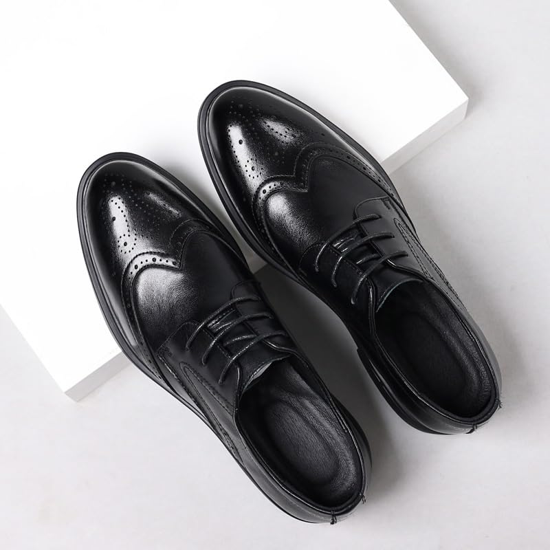Dress Formal Shoes For Men's Lace-up Synthetic Leather Vintage Round Toe Business Non Slip Block Heel Anti-slip Classic3