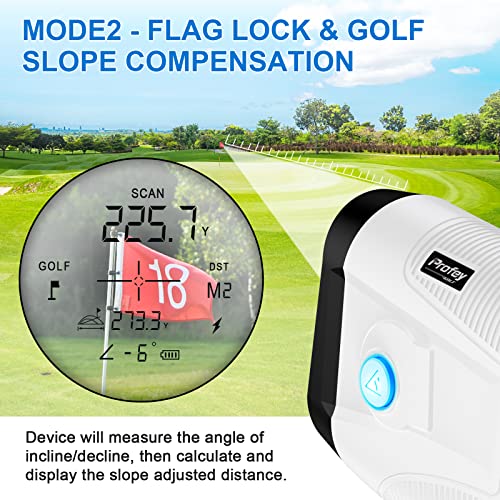 Profey Golf Rangefinder with Slope, 6X Magnification Rechargeable Laser Range Finder, High-Precision Flag Lock Vibration, Meter Yards Slope ON/Off Tournament Legal Rangefinder,Golf Gift