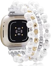Bracelets Compatible with Fitbit Versa 3 Bands/Versa 4 Bands/Fitbit Sense 2/Sense Bands for Women Men Beaded Gemstone
