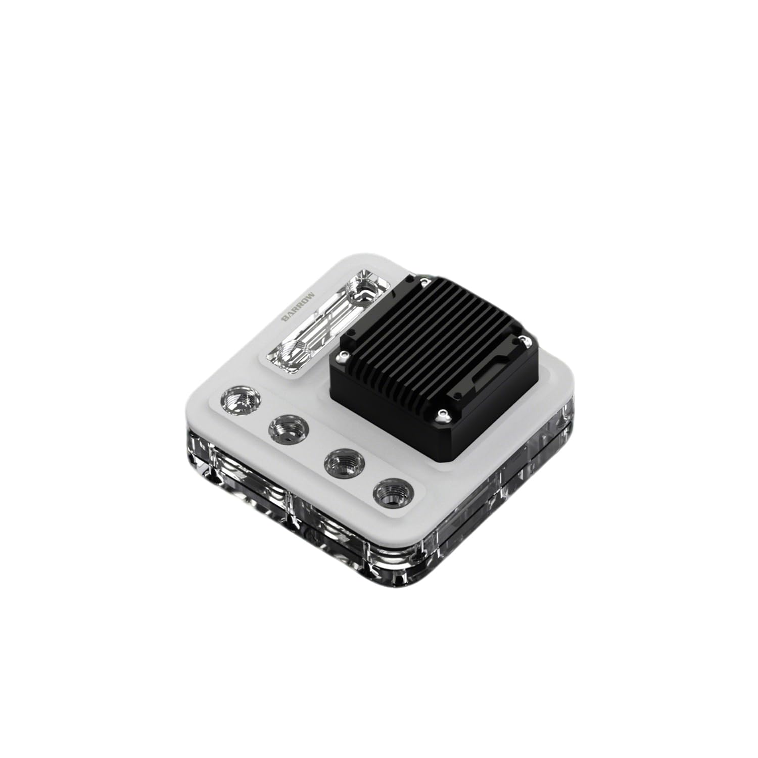 BARROW PC Water Cooling 120mm Distro Plate with 17W Integrated Pump, G1/4" Acrylic Waterway Board, ARGB 5V Lighting, Multi-Port Distribution Plate for PC Cooler System Case Builds, White