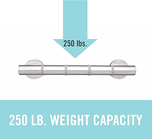 Miniatura 3 de Medline Martha Stewart - Barra de agarre cromada de 15 pulgadas, mango de soporte para pared en ducha, bañera, baño, ideal para ancianos,