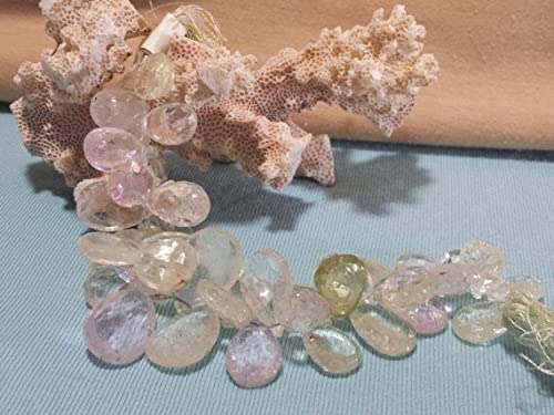 Kunzite perles gouttes facettées LKBEADS dégradé pastel pour création bijoux