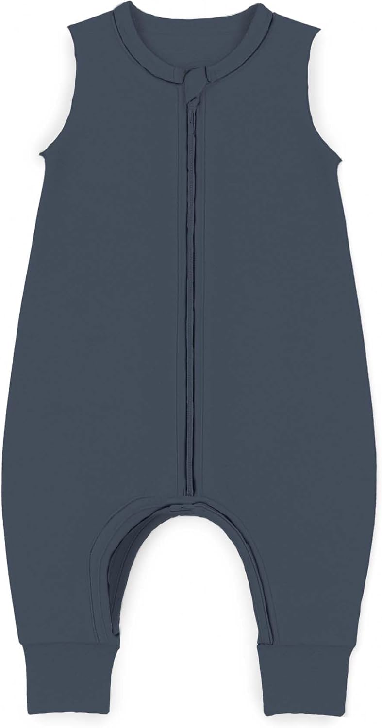 GUNAMUNA Baby Footie Sleep Bag, Walkable Wearable Blanket, Easy Diaper Zipper, Convertible Foot Cuffs, Anti-Slip Grip, 0.5TOG