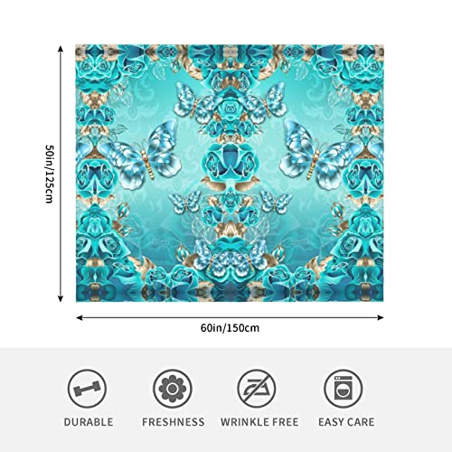 Couverture flanelle microfibre anti-froid pour canapé et lit bleu clair