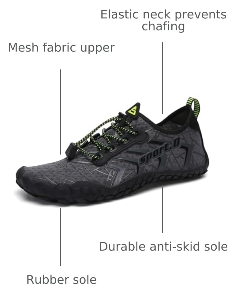 Image of UBFEN Water Shoes for Men Women Quick Dry Swim Aqua Socks | Lightweight Barefoot-style Fit, Rubber Sole, Hiking, Fishing, Kayaking, Beach, Pool, Boating, Diving And Water-to-land Wear