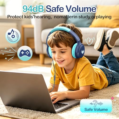 USB-C Kids Headphones, Wired Headphones for Girls Boys, 94dB Volume Limit - image 2