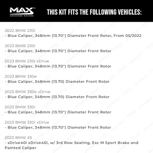 Image of Max Advanced Brakes Front Brake Kit Compatible With 2022 2023 BMW 230i 230i xDrive 13.70 inch Front Rotor Replacement Premium OE Disc Brake Rotors and Ceramic Brake Pads