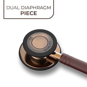 Copper-Finish Chestpiece, Chocolate Tube Cardio 3 Monitoring Stethoscope for Doctors Students Nurse (Dual Head)