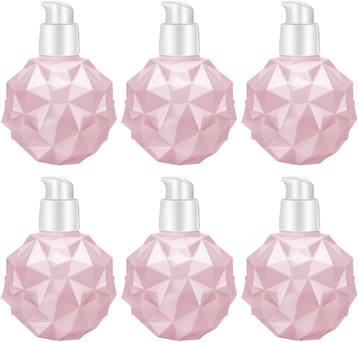 6pcs Pink Pe Creams Sub Bottles Refillable Cosmetic Dispensers with Durian Shape for Dispensing Lotion Portable Skincare Containers