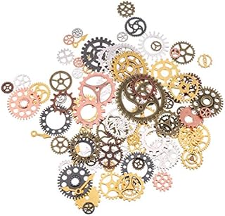 Jewelry Cogs 100 Grams Assorted Antique Steampunk Gears Charms Cogs, for Jewelry Making Accessory & Crafting, Mixed Colors