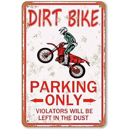Dirt Bike Accessories For Boys Room Decor Motorcross Gifts For Boys Dirt Bike Birthday Party Supplies Decorations For Bedroom Dirt Bike Parking Only Metal Sign Gear For Kids Dirtbike Stuff Garage Tin Signs Gifts For Men Motorcycle Lovers Wall Decoration Sign 8 x 12 Inches