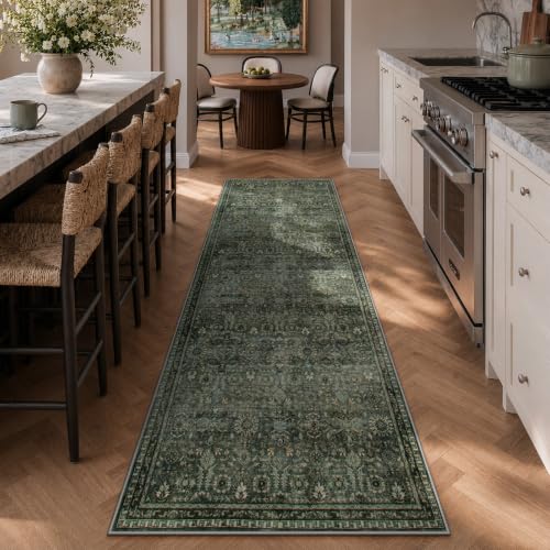 Lahome Green Kitchen Runner Rugs Non Skid Washable, 2x6 Runners for Hallway