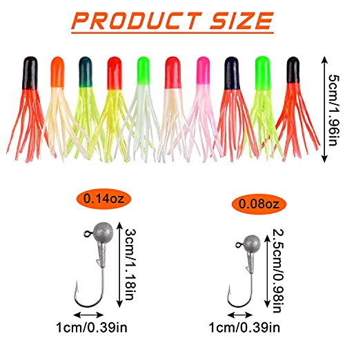 Soft Plastic Fishing Lures Jig Head Hooks Kit, 110Pcs Crappie Tube Jig Heads Worm Lures Fishing Artificial Bait Bass Trout Saltwater Freshwater #TOP1