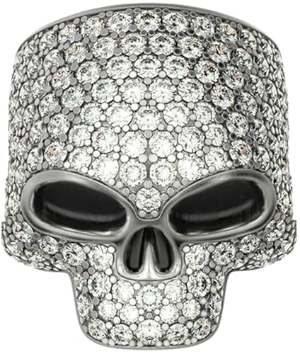Chino Antrax Ring Men’s Iced Out Diamond Skull Ring – 925 Silver Gothic Skeleton Head Biker Ring, Handmade Hip Hop Jewelry, Halloween Ring (10)