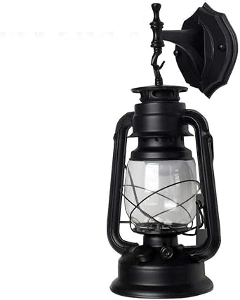 Retro Rustic Lantern Lamp Outdoor Hanging Camping Lanterns Rustic Rust Finish Wall Lamp with E27 Bulb for Yard Patio Garden Porch Decor Black