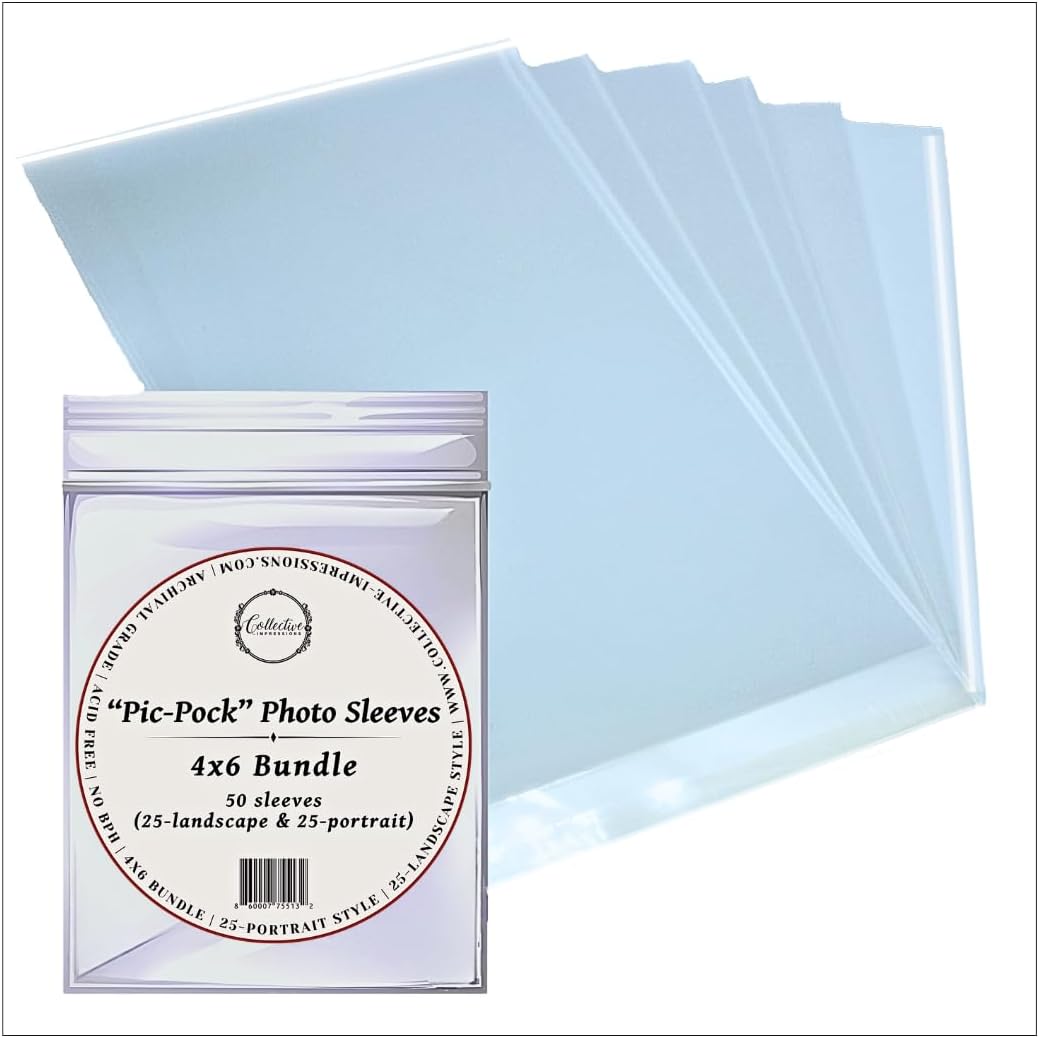 Pic-Pock Archival Sleeves | 5x7 Bundle | Premium 200-Microns | Crystal Clear CPP | Optional Adhesive for Closure or Album Display |