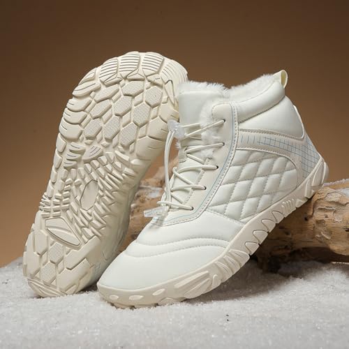 Image of Winter Footwear Barefoot Shoes Women Men Zero Drop Barefoot Hiking Boots Slip On Warm Waterproof Snow Boot Minimalist Wide Toe Ankle Booties Five Finger Hike Shoes Outdoor