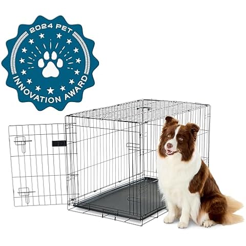 Carlson Pet Products Secure and Foldable, Award Winning Brand, Dual Lock Door Single Door Metal Dog Crate, Double Lock Door, Intermediate Cover