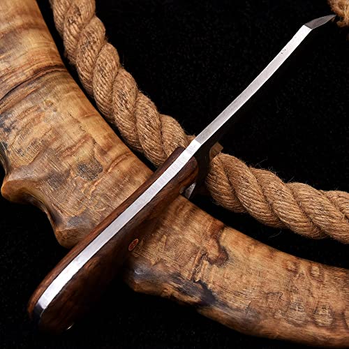 Wolf Craft Handmade 1095 High Crabon Steel Steel Bull Cutter Knife, Fixed Blade Cowboy Knife, Hand Made Hunting Knives Edc Bull Cutter Camping Knife Gifts For Men - Rose Wood Handle With Leather Sheath (Rose Wood) #TOP6