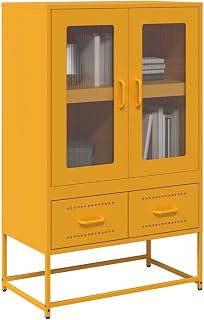Highboard - Gabinetes de acero, 68 x 39 x 111,5 cm, color amarillo mostaza y aparadores