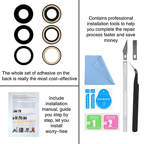 Asdawn Back Camera Lens Glass Replacement For Iphone 13 Pro And 13 Pro Max, Rear Lens Glass Replacement Kit With Pre-Installed Adhesive + Installation Manual + Repair Tool Kit #TOP6
