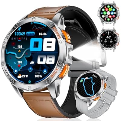 ESFOE GPS Militar Reloj Inteligente Hombre con LED Linterna 1 43 AMOLED 10ATM Impermeable Smartwatch Hombre con Altitude y Brújula Llamadas Bluetooth para iOS Android
