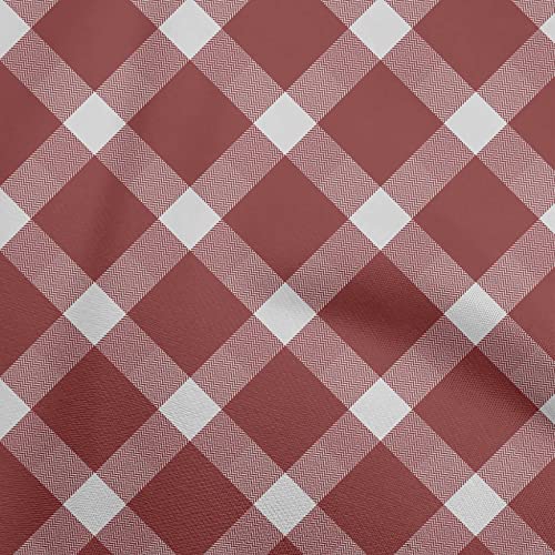 oneOone Rayon Maroon Fabric Check Sewing Material Print Fabric By The Yard 56 Inch Wide